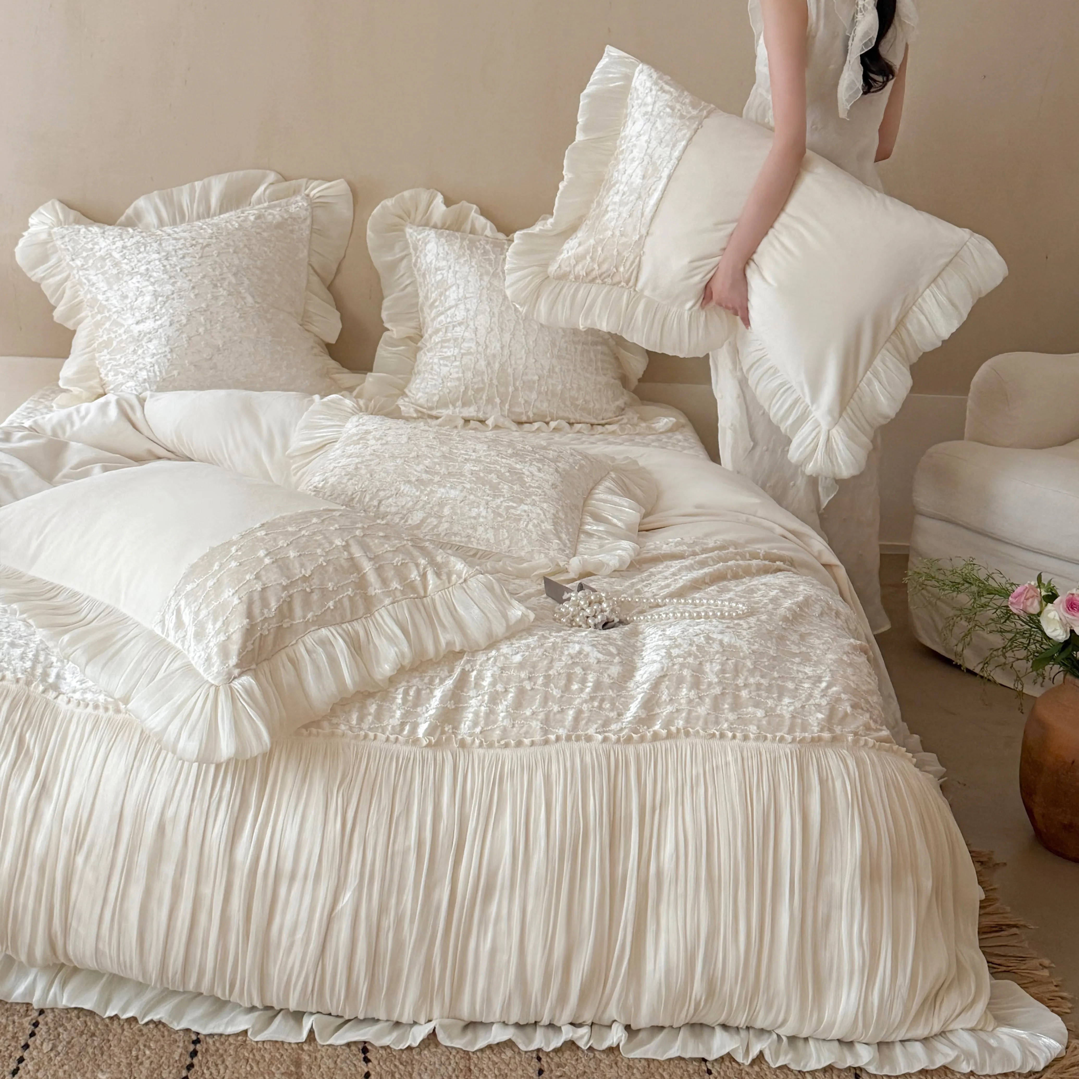 Princess Boudoir Warm 260g Fully Matte Baby Velvet Embroidered Bedding Set04 Princess Boudoir Warm 260g Fully Matte Baby Velvet Embroidered Bedding Set04