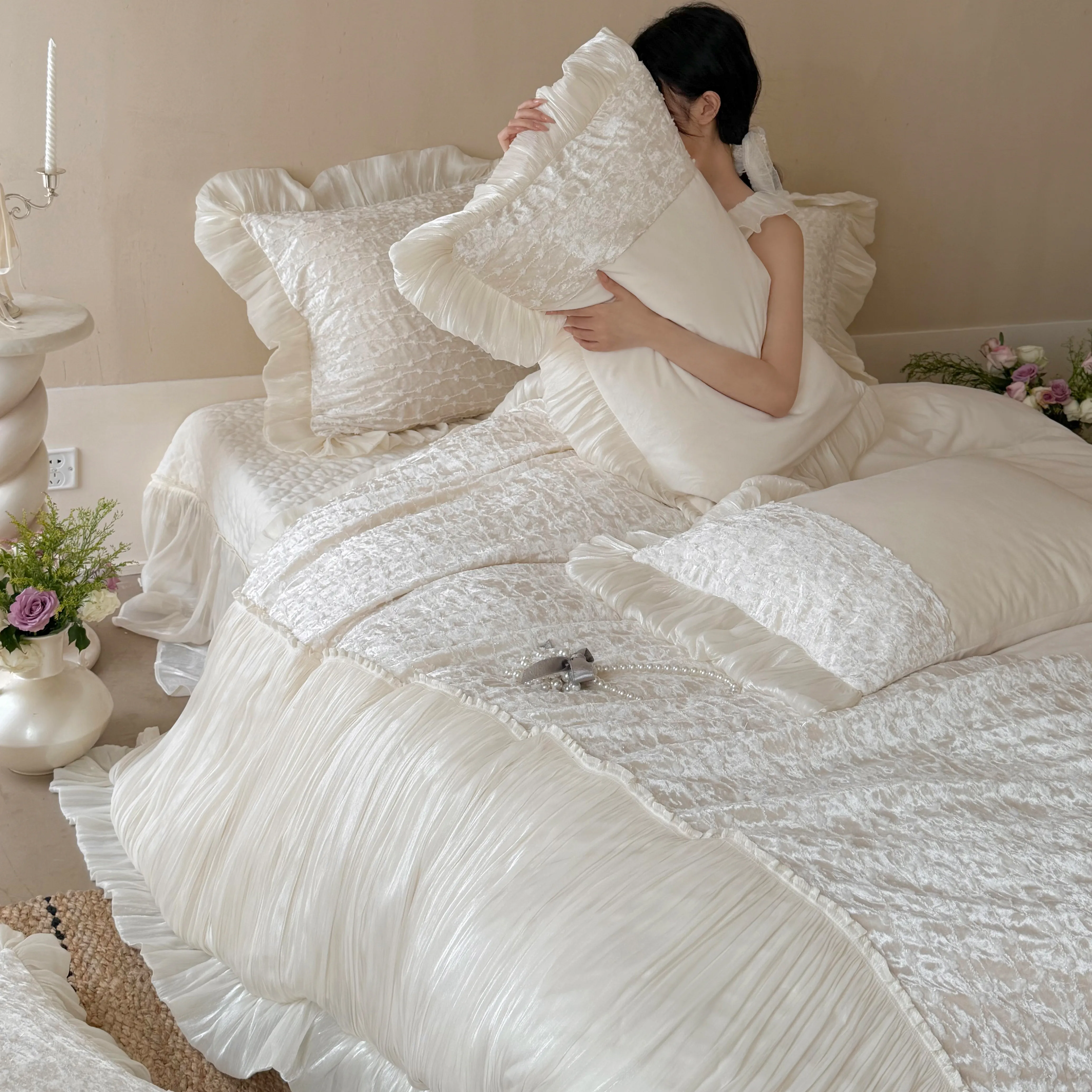 Princess Boudoir Warm 260g Fully Matte Baby Velvet Embroidered Bedding Set05 Princess Boudoir Warm 260g Fully Matte Baby Velvet Embroidered Bedding Set05