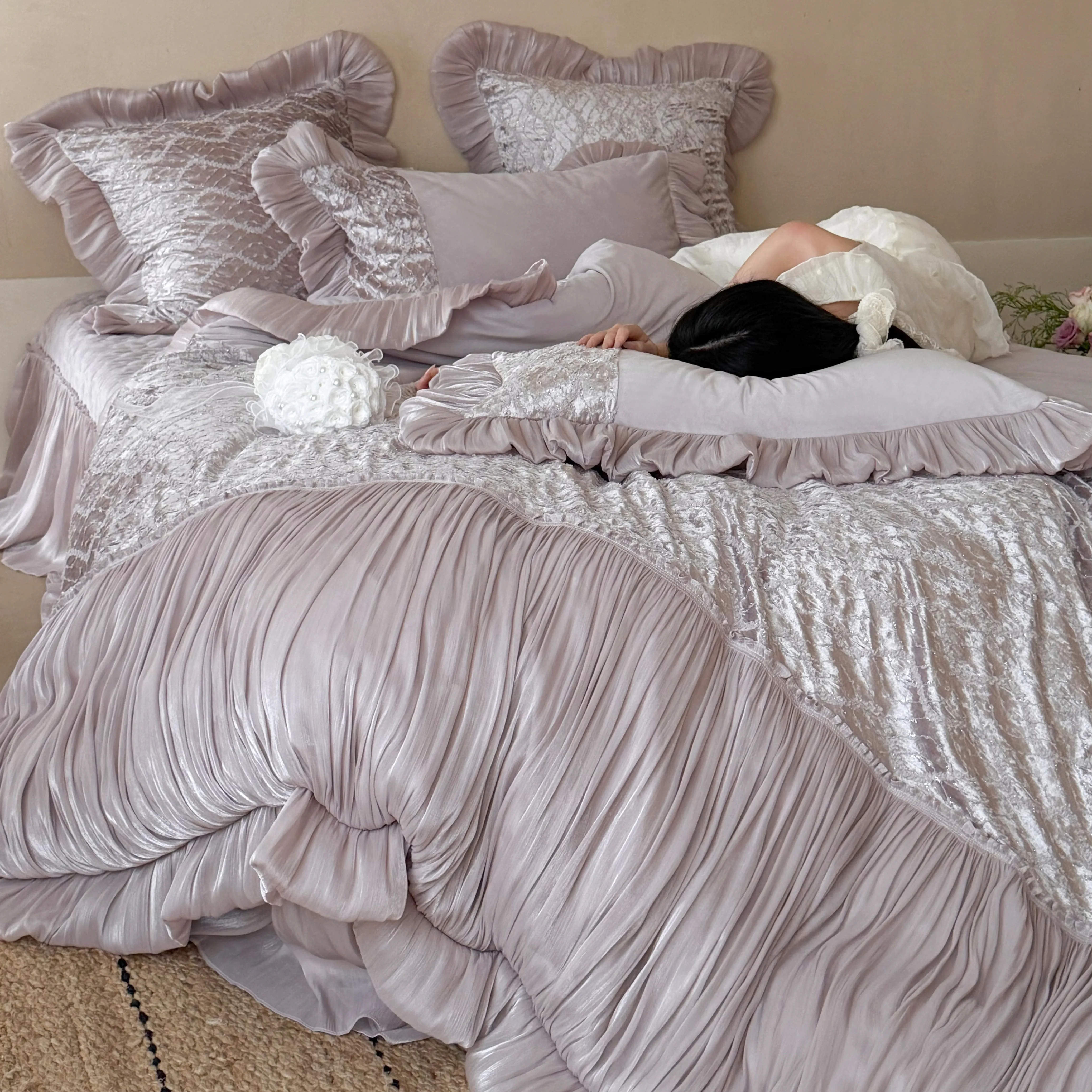 Princess Boudoir Warm 260g Fully Matte Baby Velvet Embroidered Bedding Set09 Princess Boudoir Warm 260g Fully Matte Baby Velvet Embroidered Bedding Set09