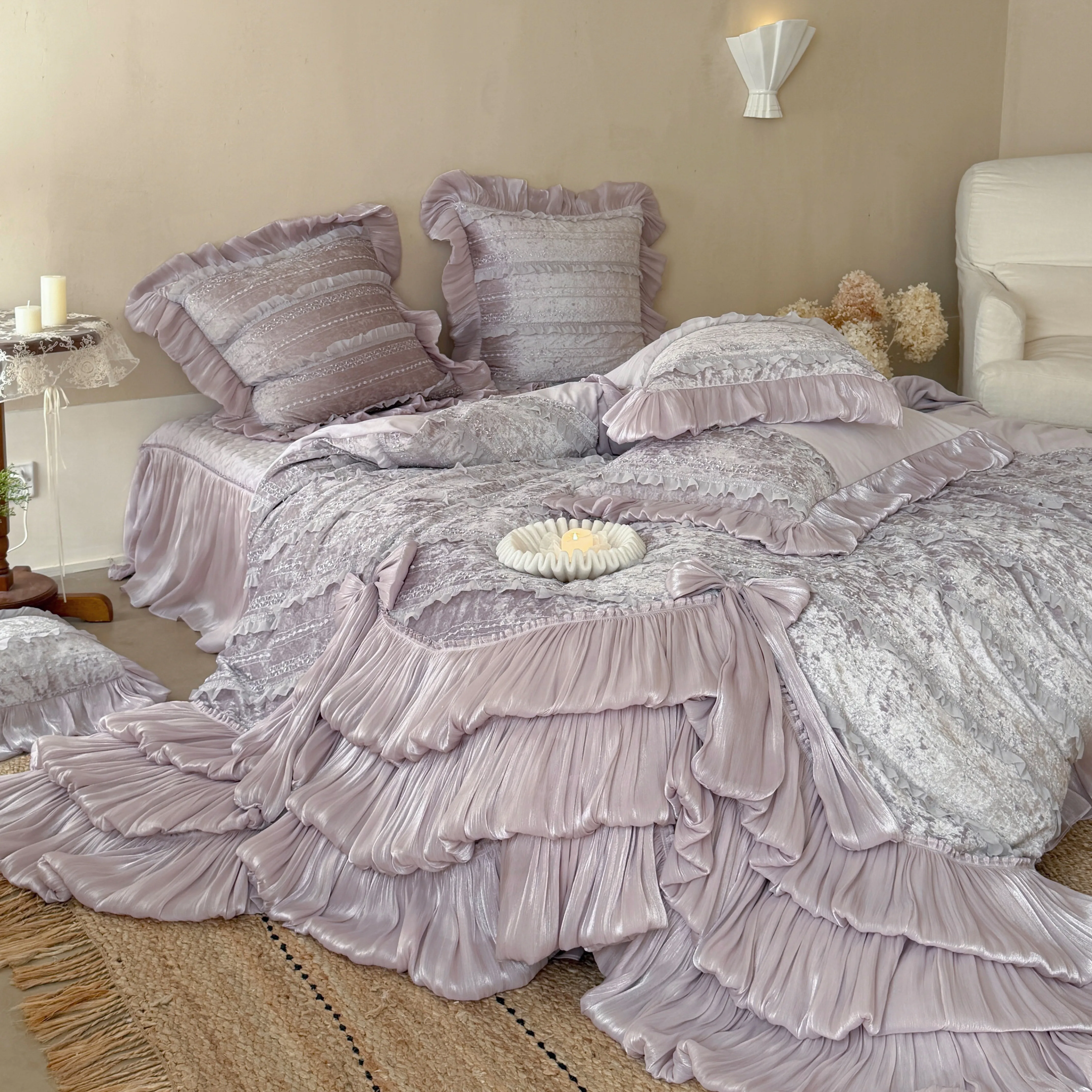 Coquette Princess Winter Fleece Milk Velvet Bedspread Pillowcase 4 Pcs Set14 Coquette Princess Winter Fleece Milk Velvet Bedspread Pillowcase 4 Pcs Set14