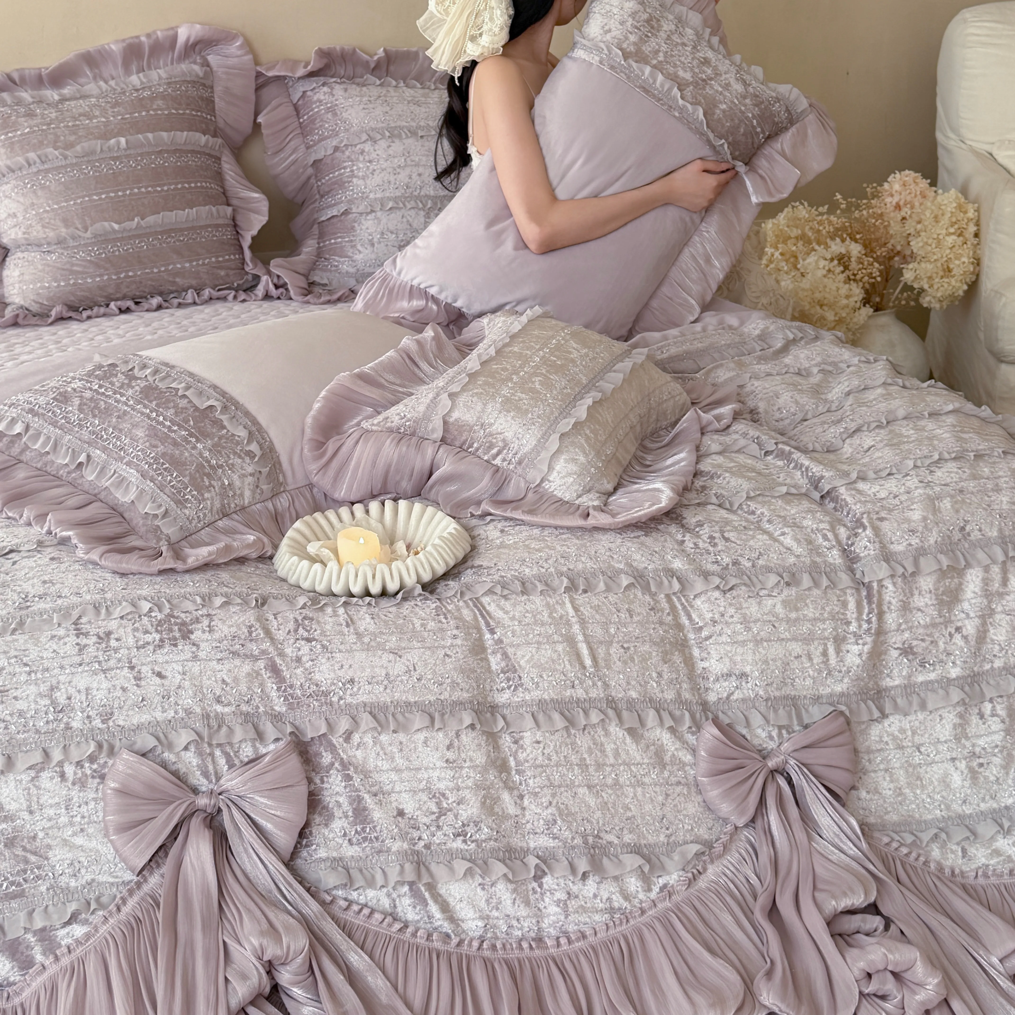 Coquette Princess Winter Fleece Milk Velvet Bedspread Pillowcase 4 Pcs Set15 Coquette Princess Winter Fleece Milk Velvet Bedspread Pillowcase 4 Pcs Set15