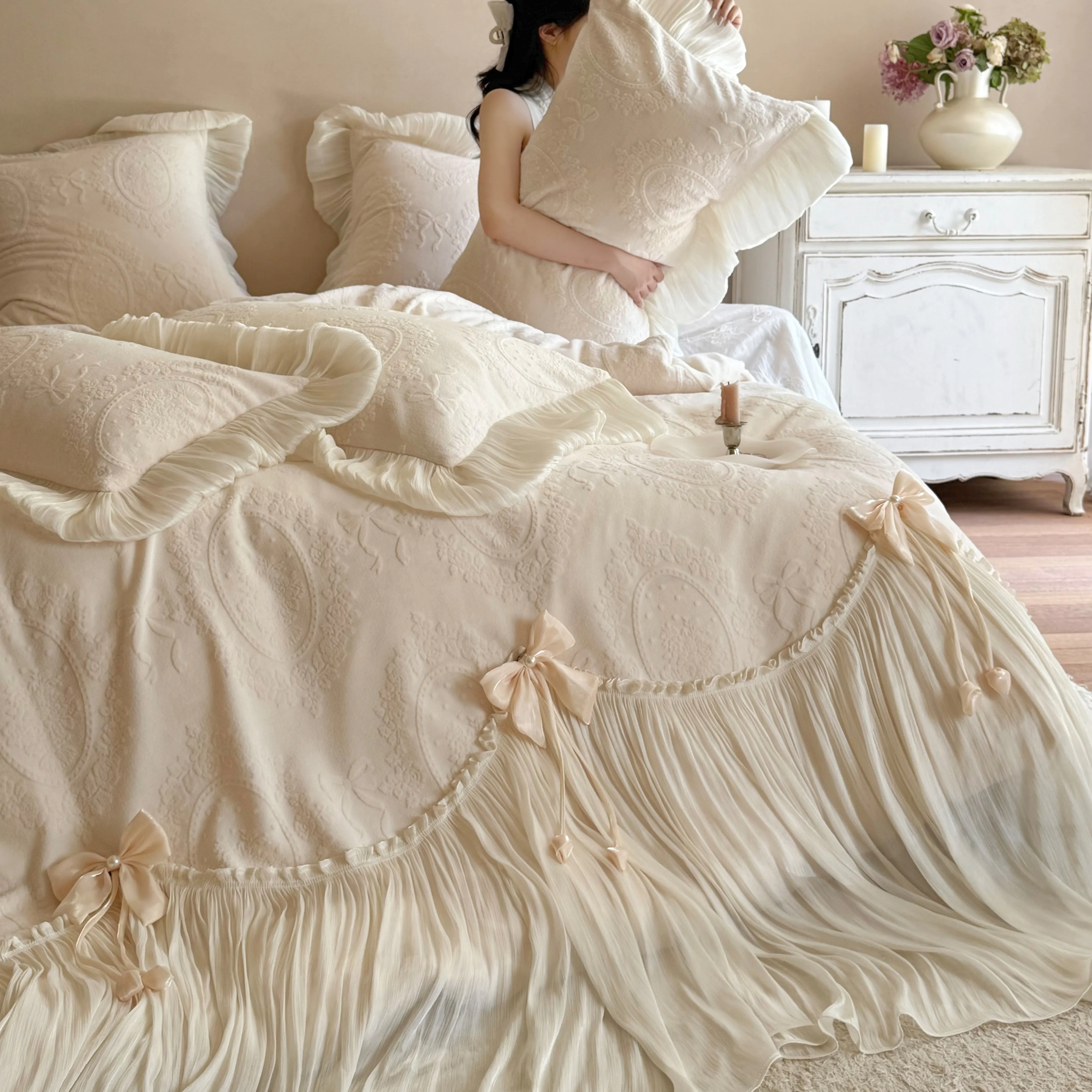 Cottage Embossed Floral Carved Matte Milk Velvet Fleece 4 Pcs Bedding Set11 Cottage Embossed Floral Carved Matte Milk Velvet Fleece 4 Pcs Bedding Set11