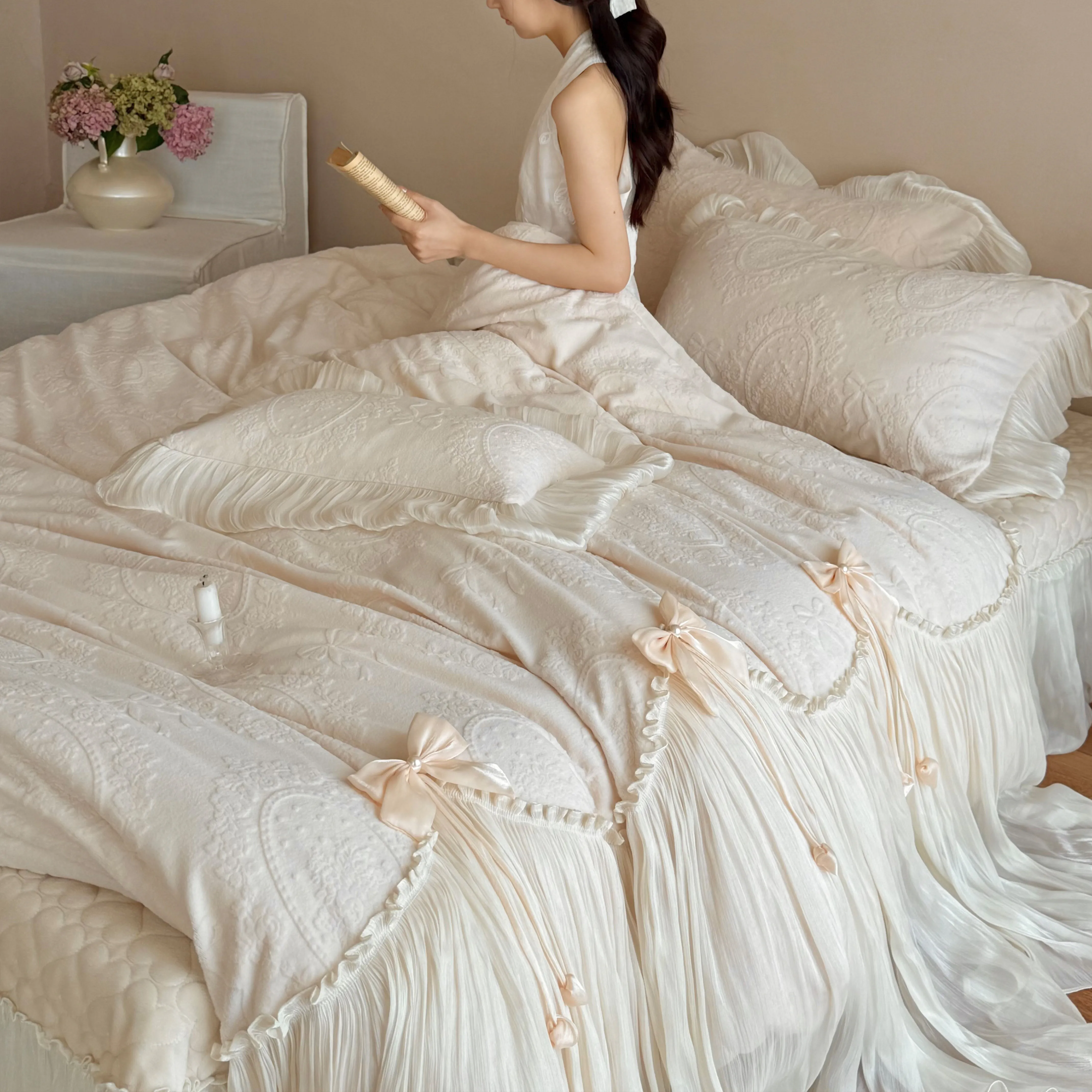 Cottage Embossed Floral Carved Matte Milk Velvet Fleece 4 Pcs Bedding Set13 Cottage Embossed Floral Carved Matte Milk Velvet Fleece 4 Pcs Bedding Set13