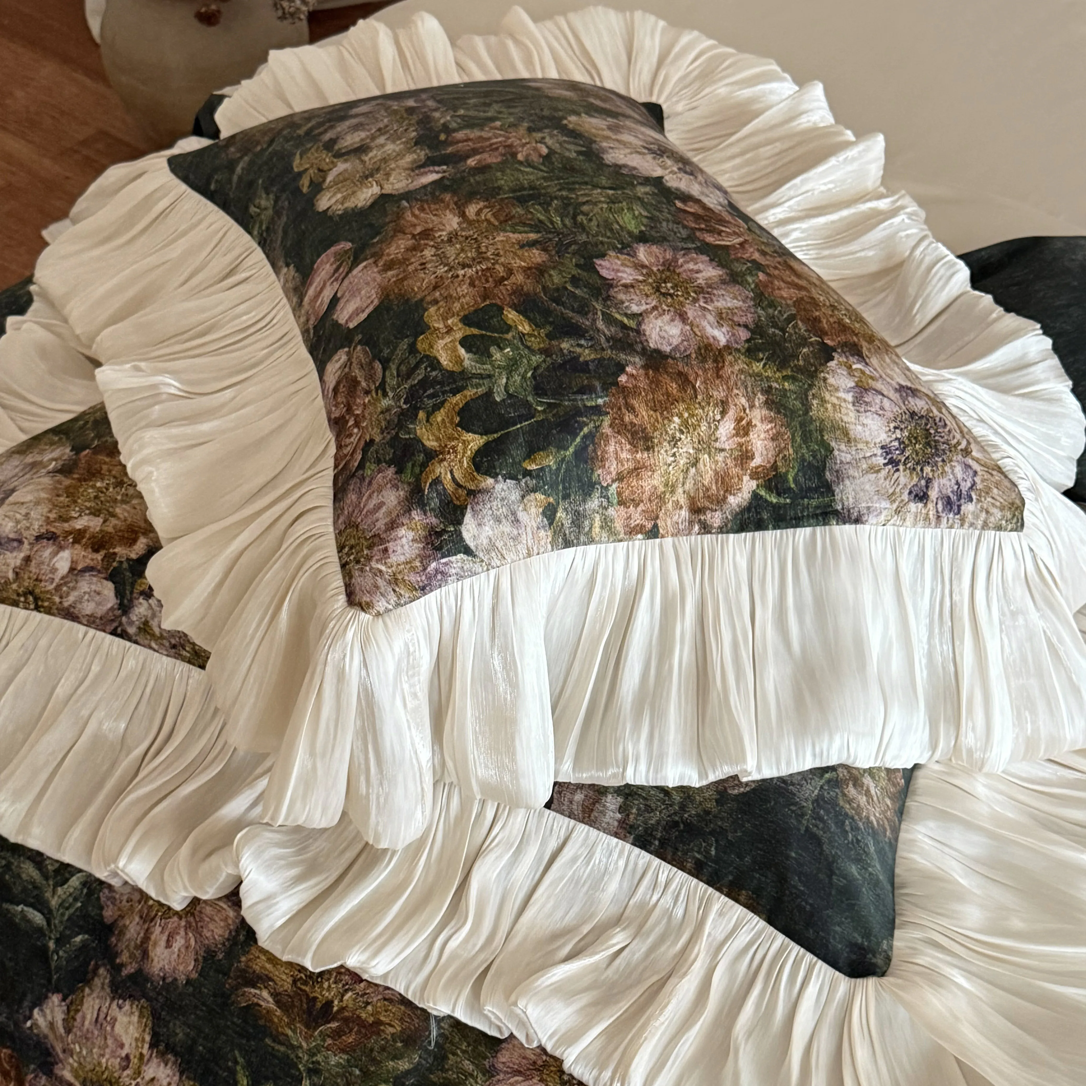 French Vintage Oil-Painting Botanical Print 50S Cotton Comforter Cover Set09 French Vintage Oil Painting Botanical Print 50S Cotton Comforter Cover Set09