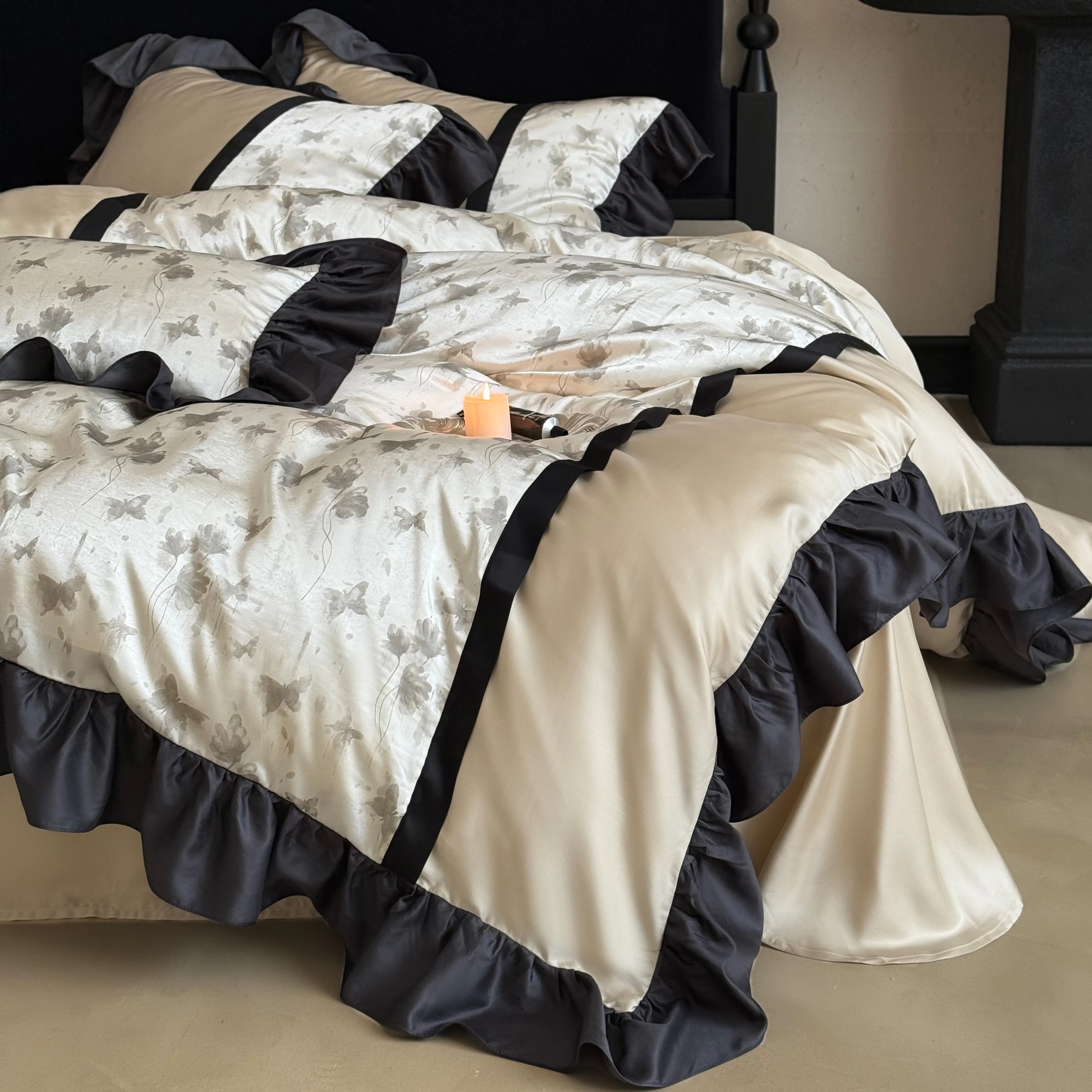 Modern Farmhouse Butterfly Floral Print Brushed Cotton 4-Piece Bedding Set04 Modern Farmhouse Butterfly Floral Print Brushed Cotton 4 Piece Bedding Set04