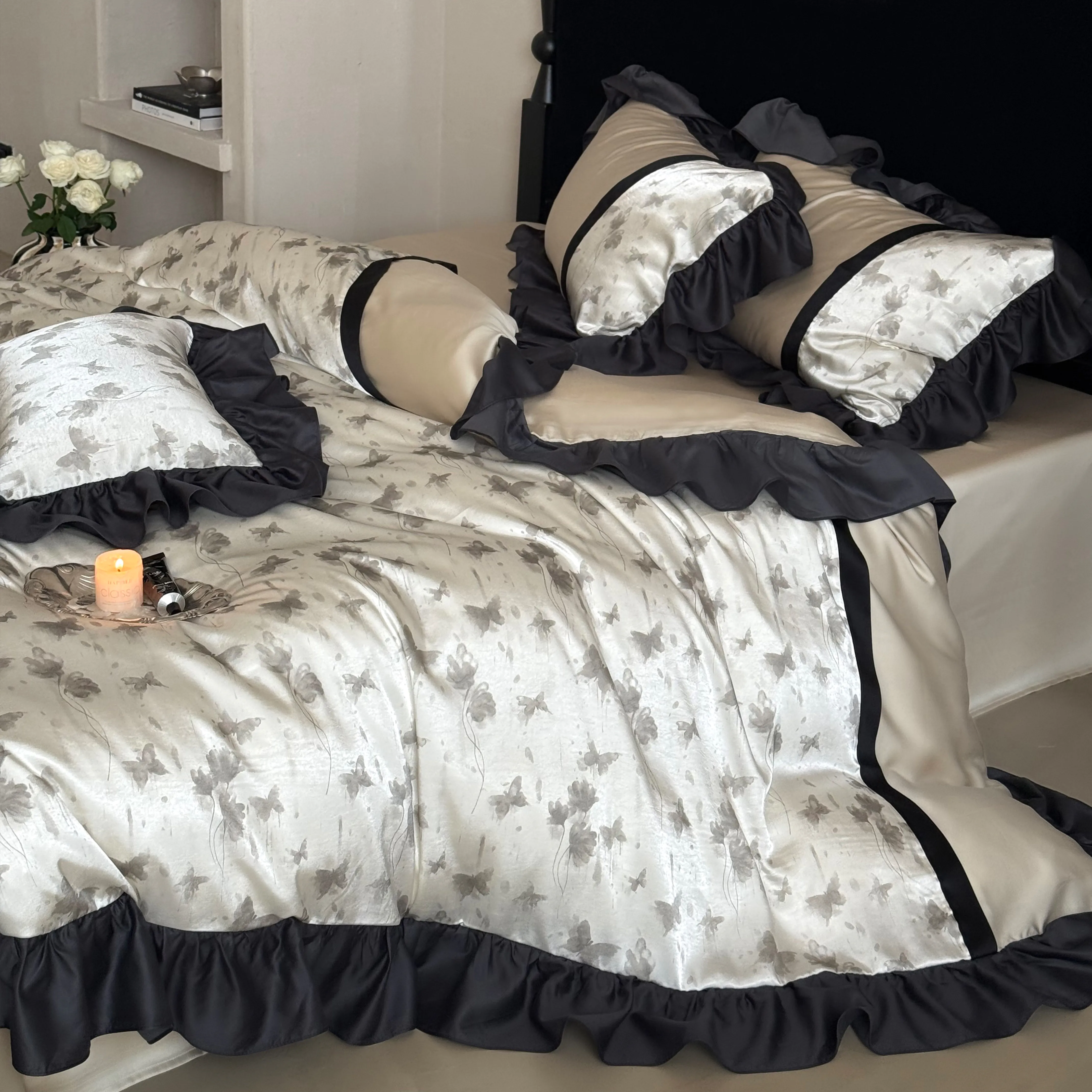 Modern Farmhouse Butterfly Floral Print Brushed Cotton 4-Piece Bedding Set05 Modern Farmhouse Butterfly Floral Print Brushed Cotton 4 Piece Bedding Set05