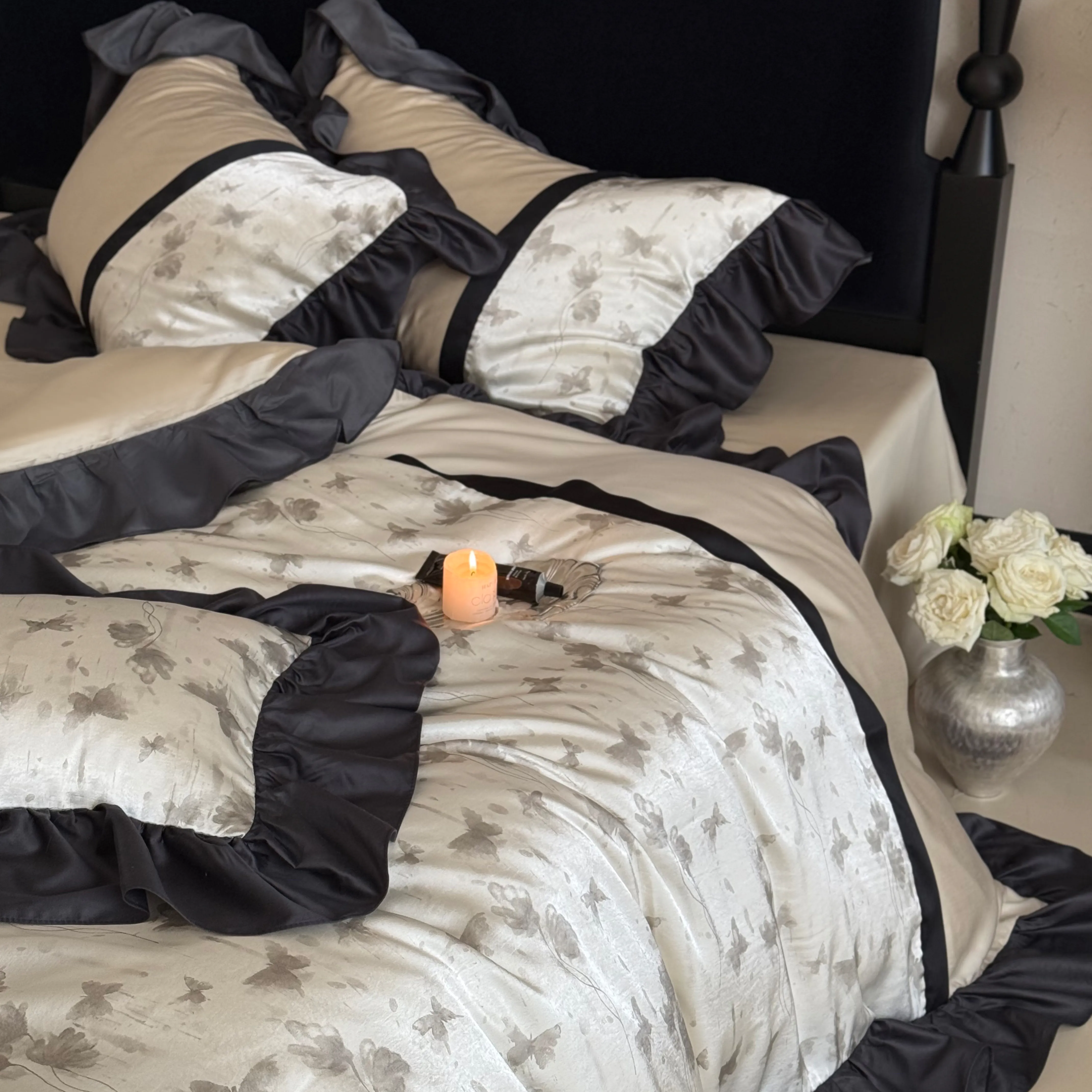 Modern Farmhouse Butterfly Floral Print Brushed Cotton 4-Piece Bedding Set07 Modern Farmhouse Butterfly Floral Print Brushed Cotton 4 Piece Bedding Set07