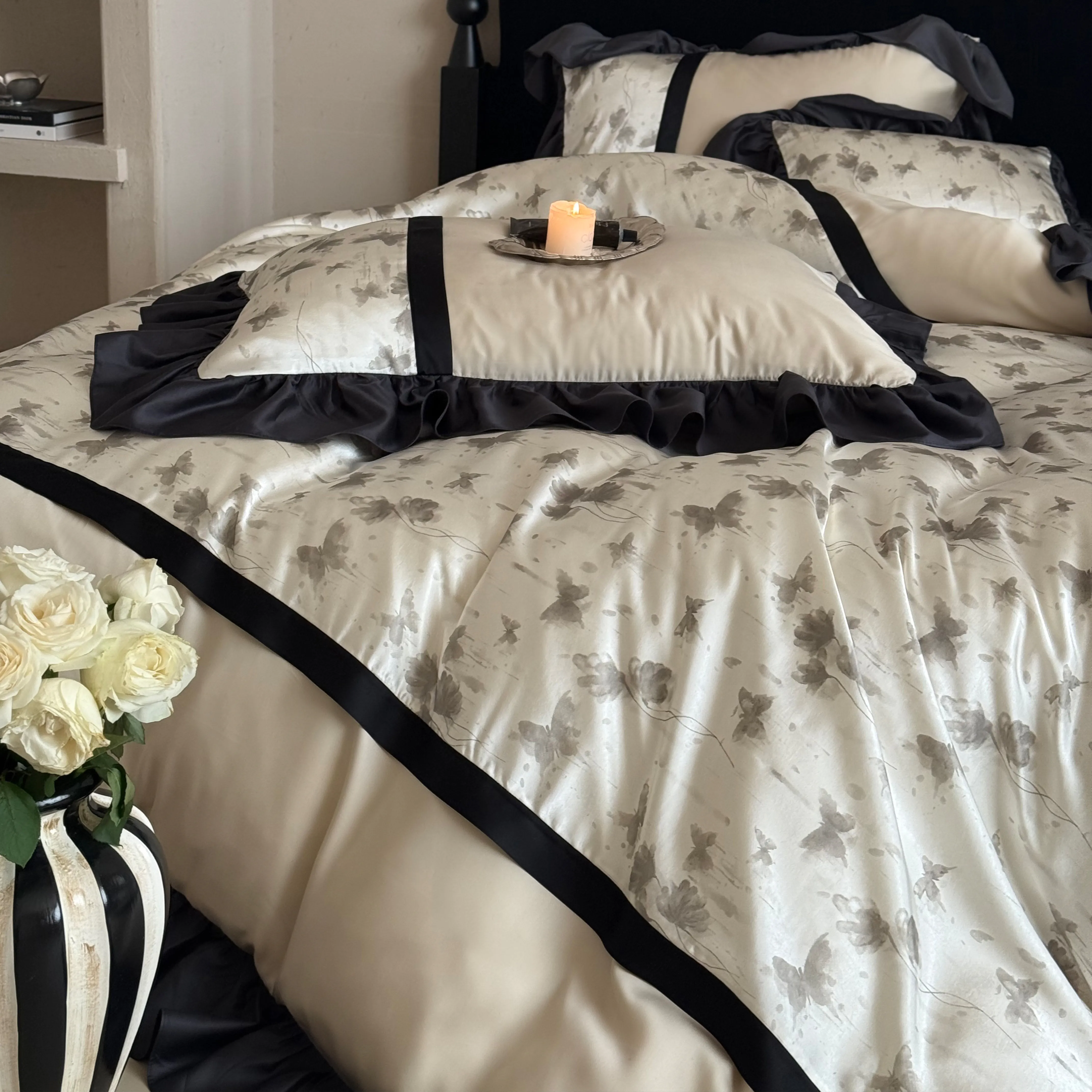 Modern Farmhouse Butterfly Floral Print Brushed Cotton 4-Piece Bedding Set08 Modern Farmhouse Butterfly Floral Print Brushed Cotton 4 Piece Bedding Set08