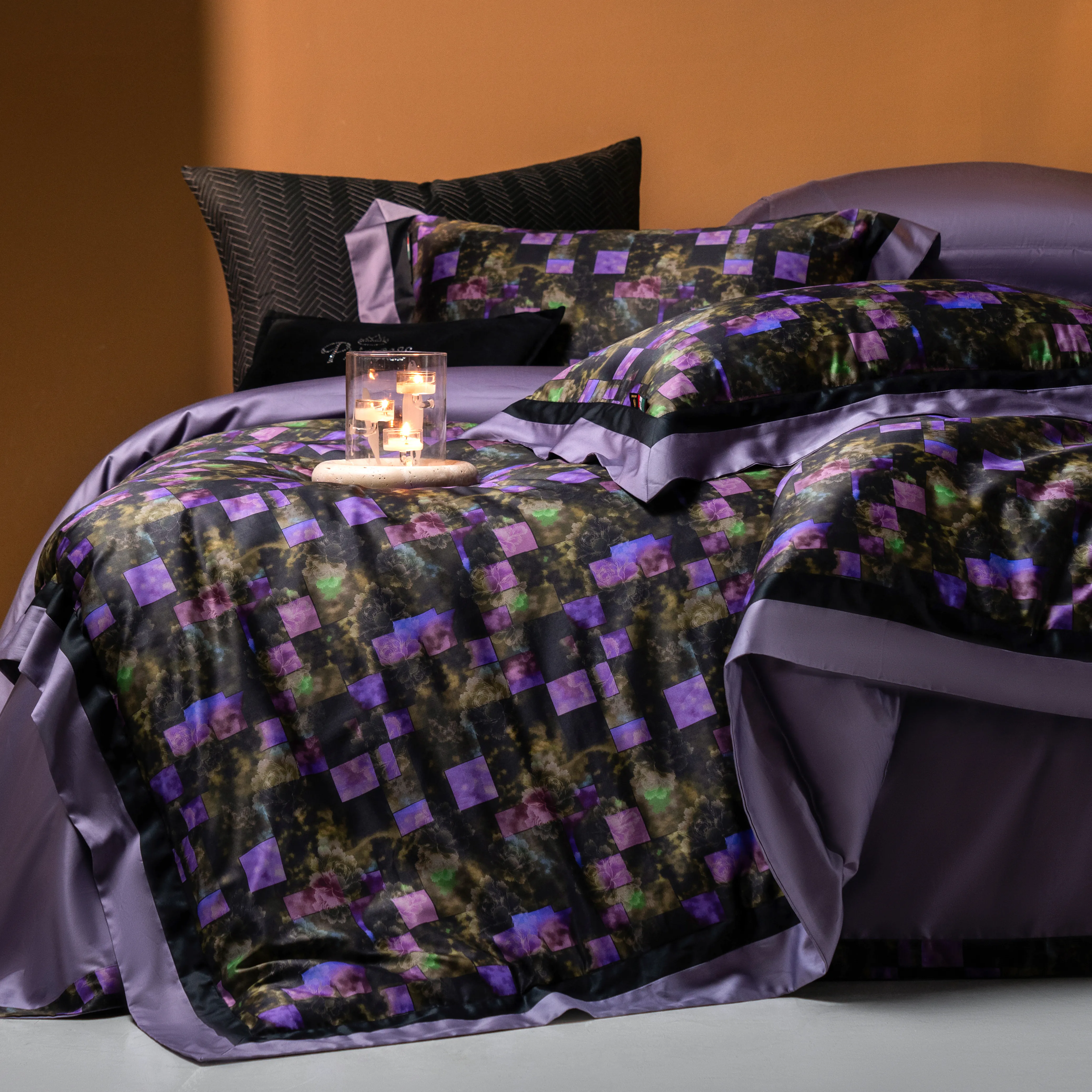 Modern Gothic Purple Geometric Print 100S Long-Staple Cotton Bedding Set03 Modern Gothic Purple Geometric Print 100S Long Staple Cotton Bedding Set03