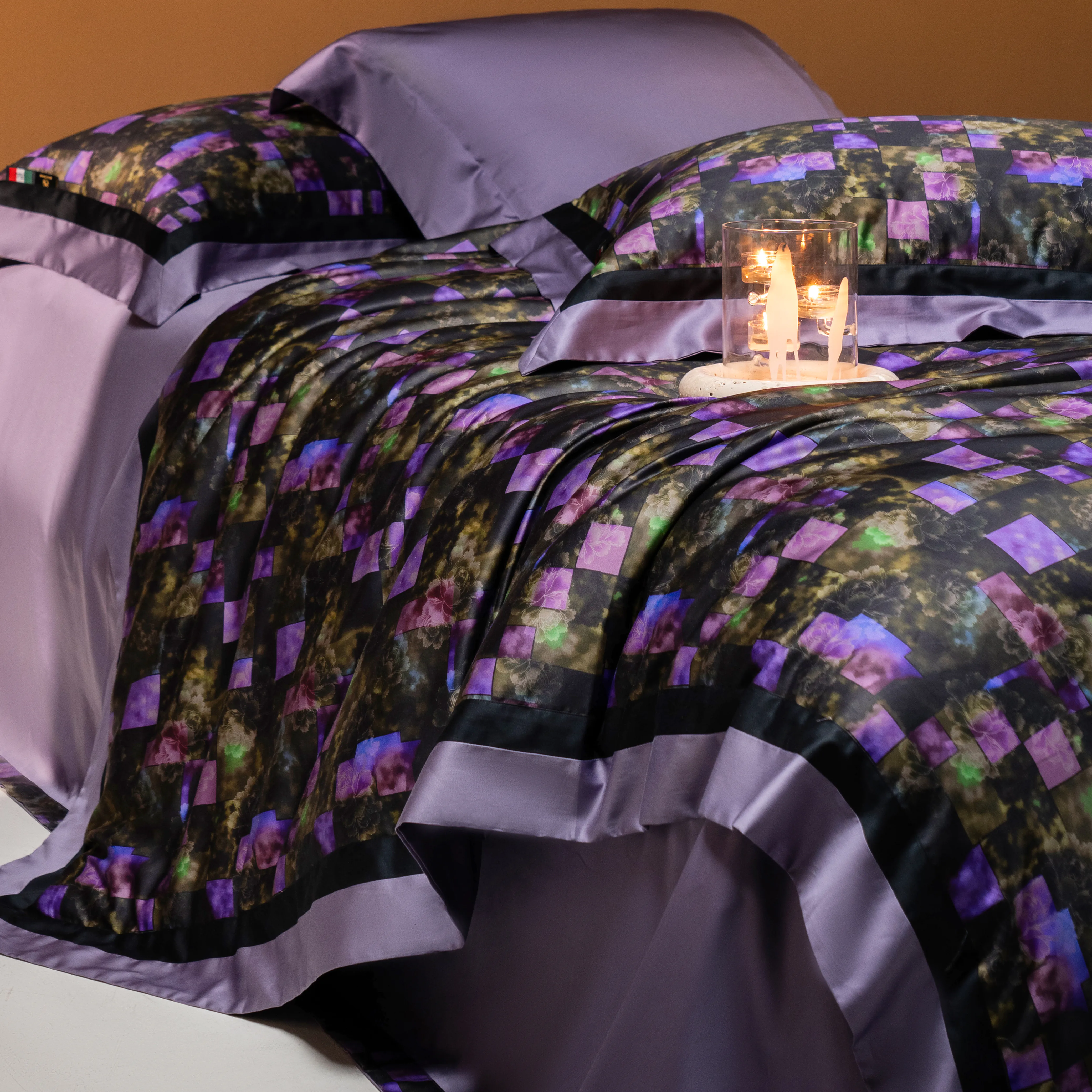 Modern Gothic Purple Geometric Print 100S Long-Staple Cotton Bedding Set05 Modern Gothic Purple Geometric Print 100S Long Staple Cotton Bedding Set05