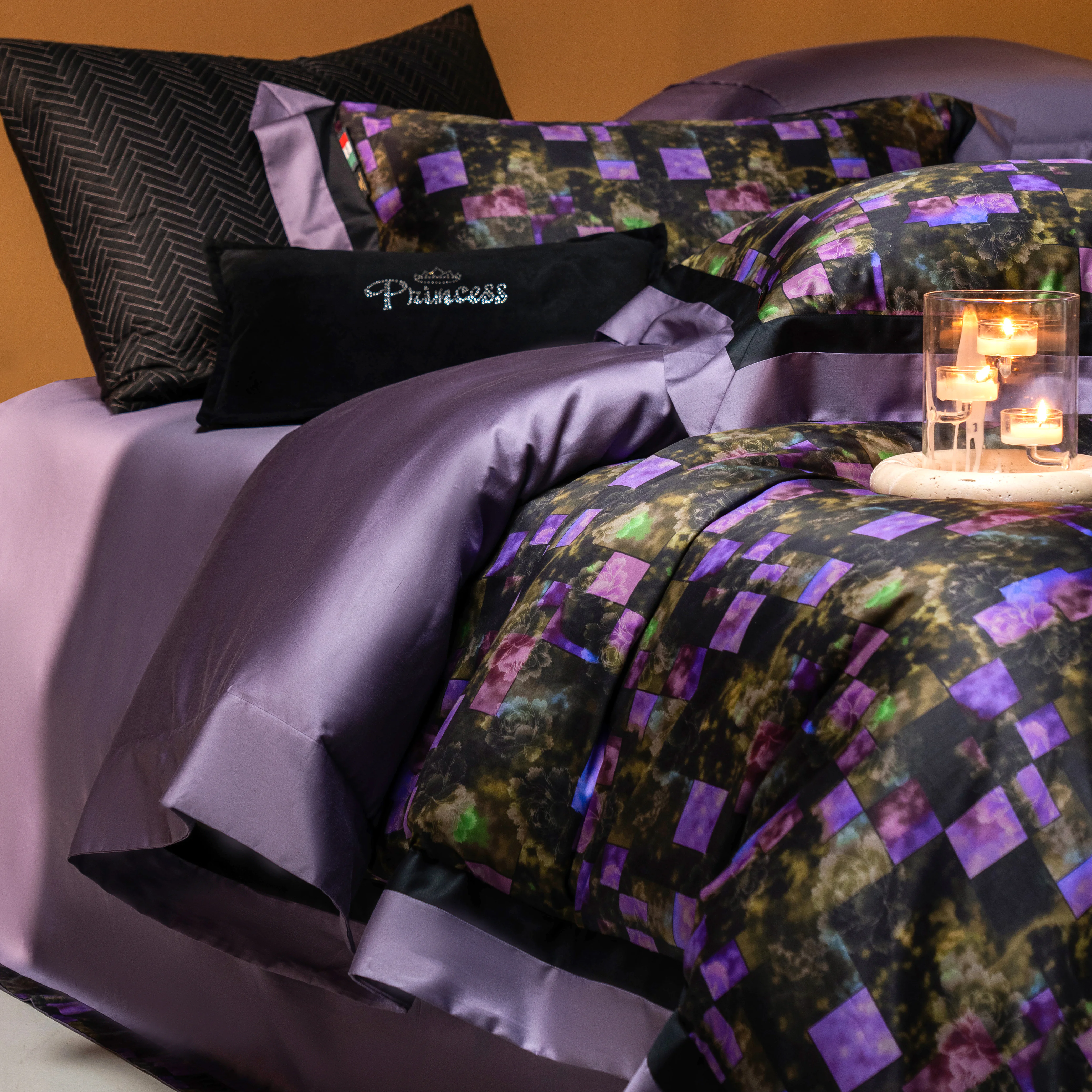 Modern Gothic Purple Geometric Print 100S Long-Staple Cotton Bedding Set06 Modern Gothic Purple Geometric Print 100S Long Staple Cotton Bedding Set06