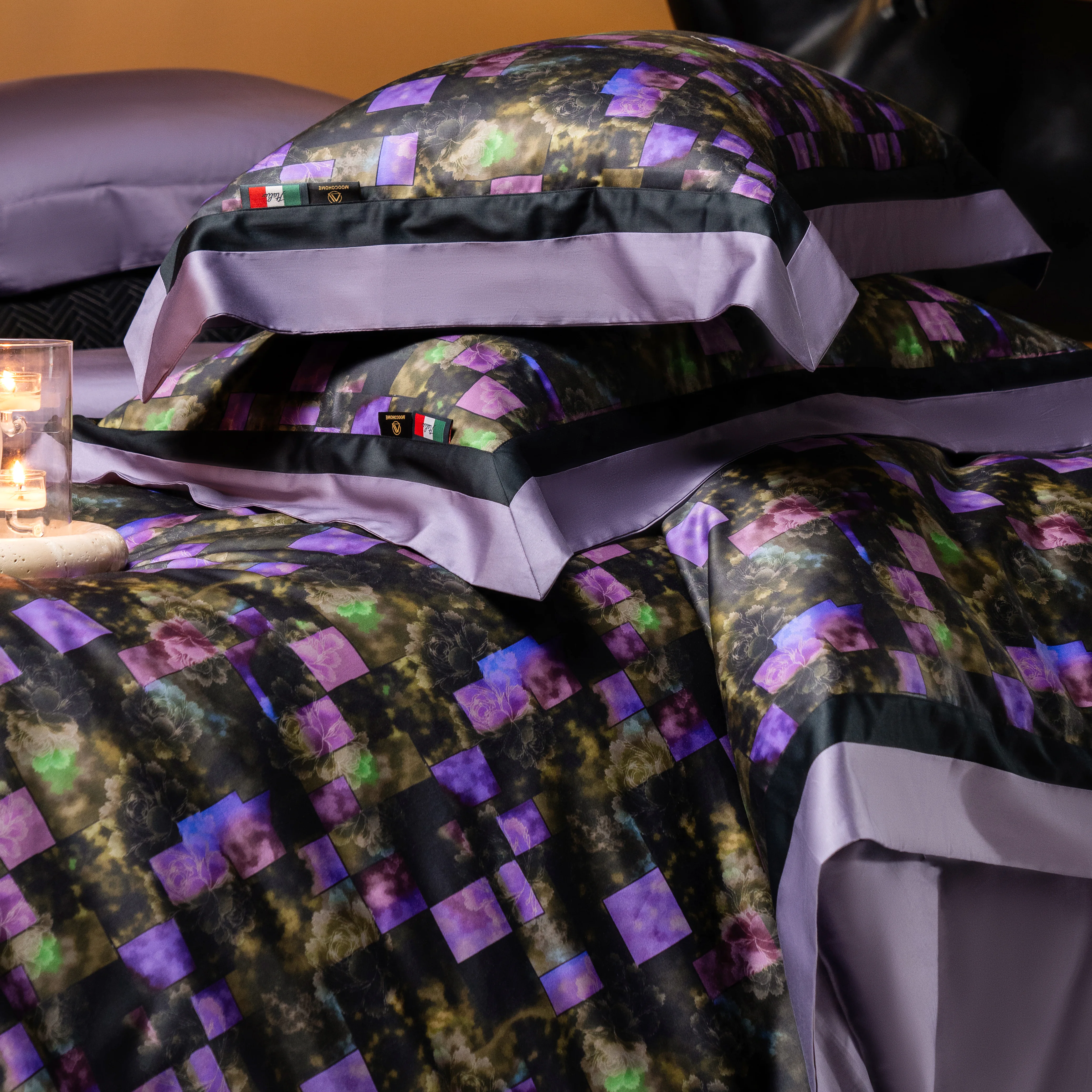 Modern Gothic Purple Geometric Print 100S Long-Staple Cotton Bedding Set10 Modern Gothic Purple Geometric Print 100S Long Staple Cotton Bedding Set10