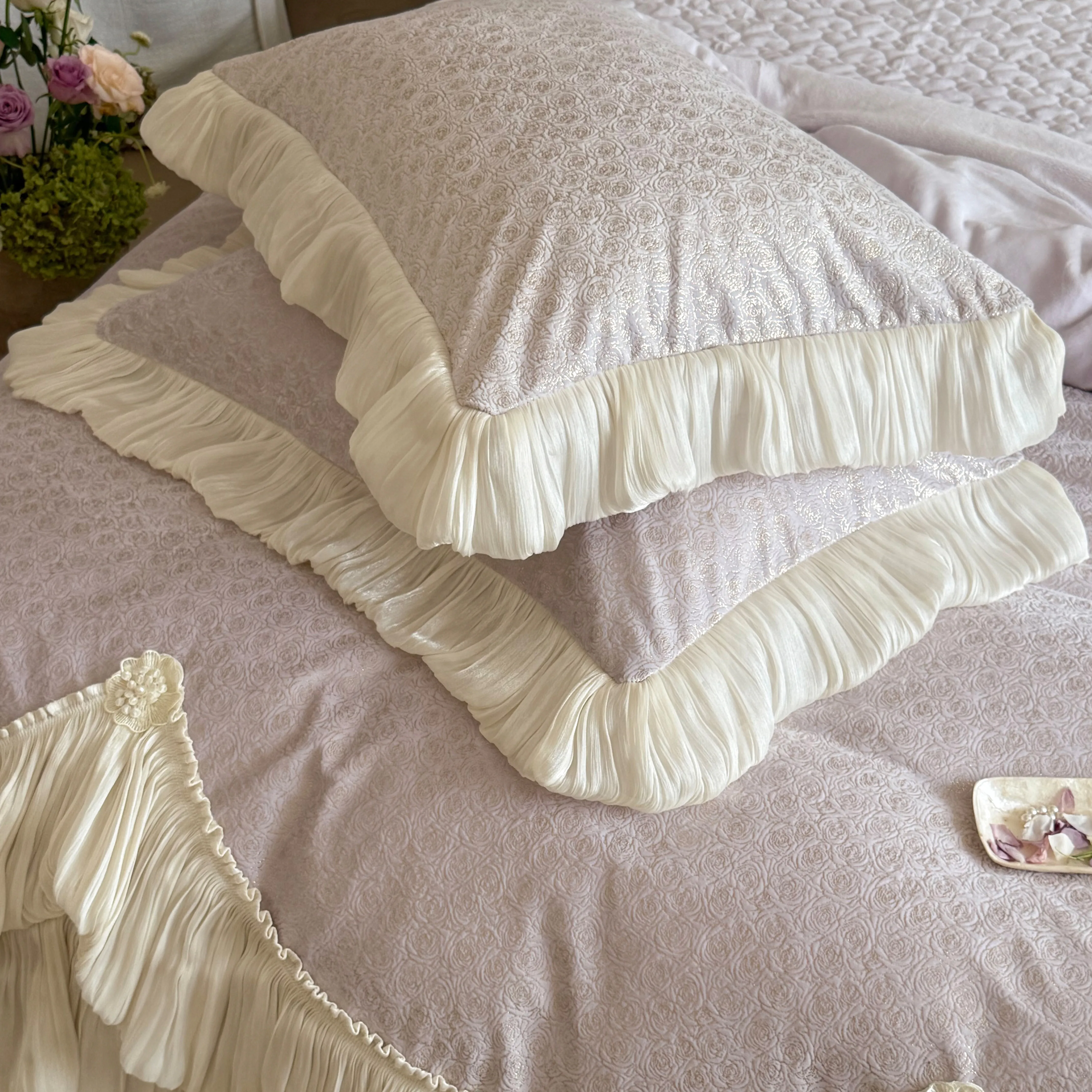 Princess Soft 260g Matte Milk Velvet Gold Foil Jacquard Duvet Cover Set07 Princess Soft 260g Matte Milk Velvet Gold Foil Jacquard Duvet Cover Set07